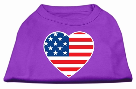 American Flag Heart Screen Print Shirt Purple Med